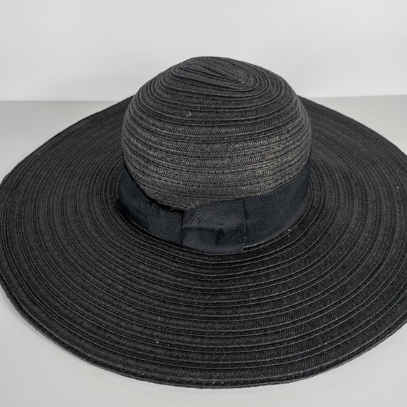 INC Mixed-Braid Wide-Band Floppy Hat -Black - Picture 2 of 3